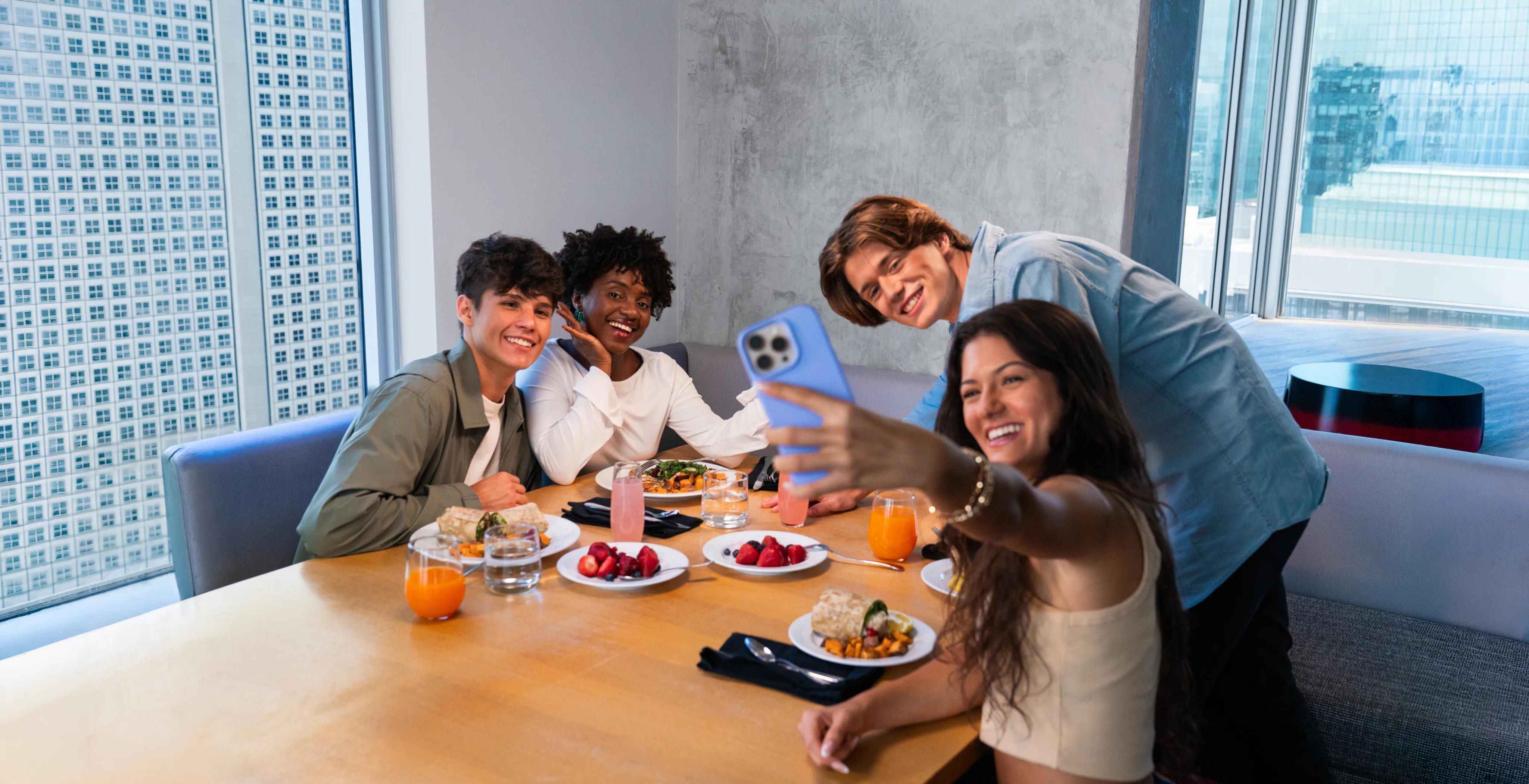 Friends sitting together at brunch